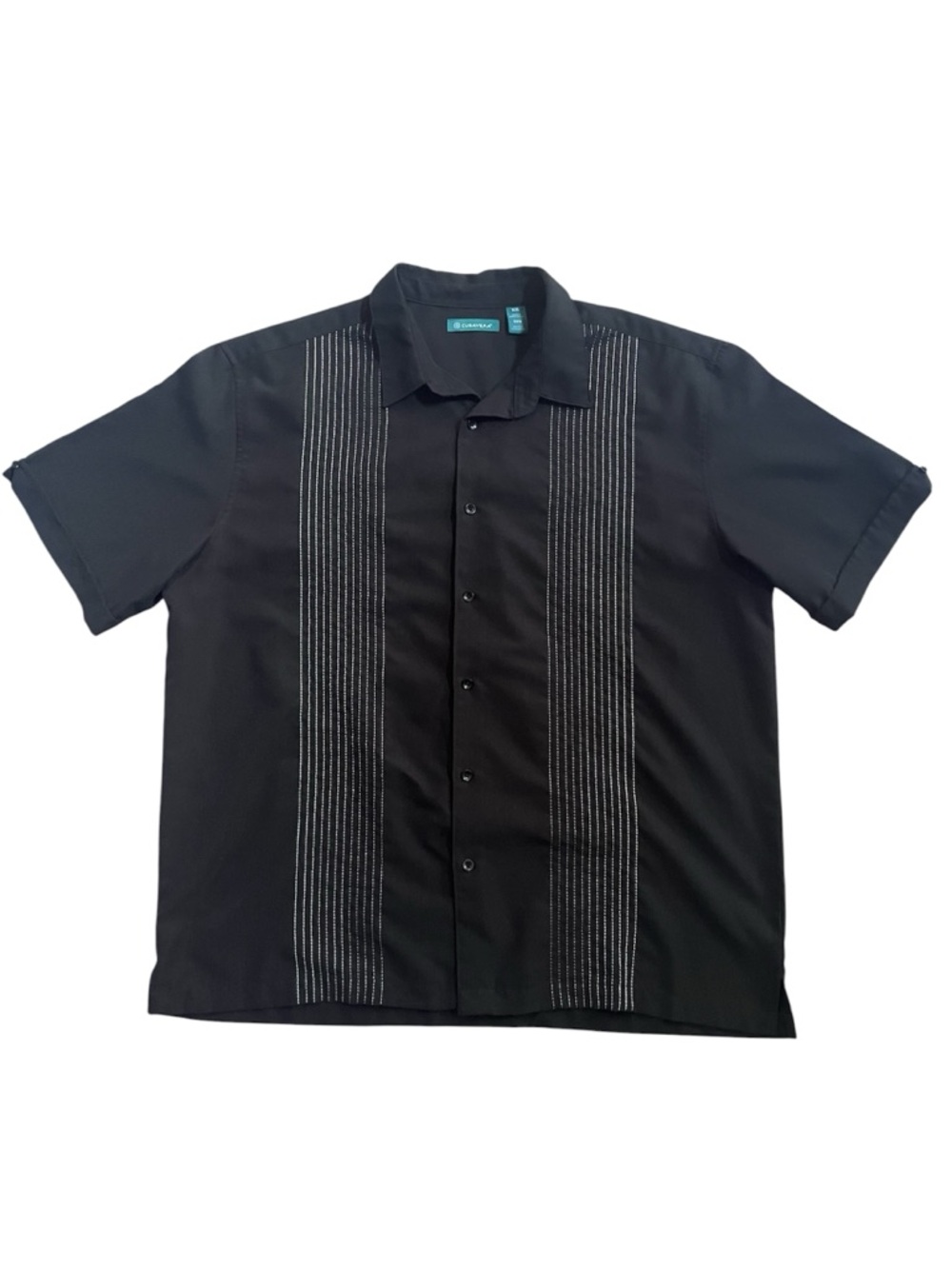 CUBAVERA Black Vertical Striped Short Sleeve Button Down Shirt - Men's Size XXL